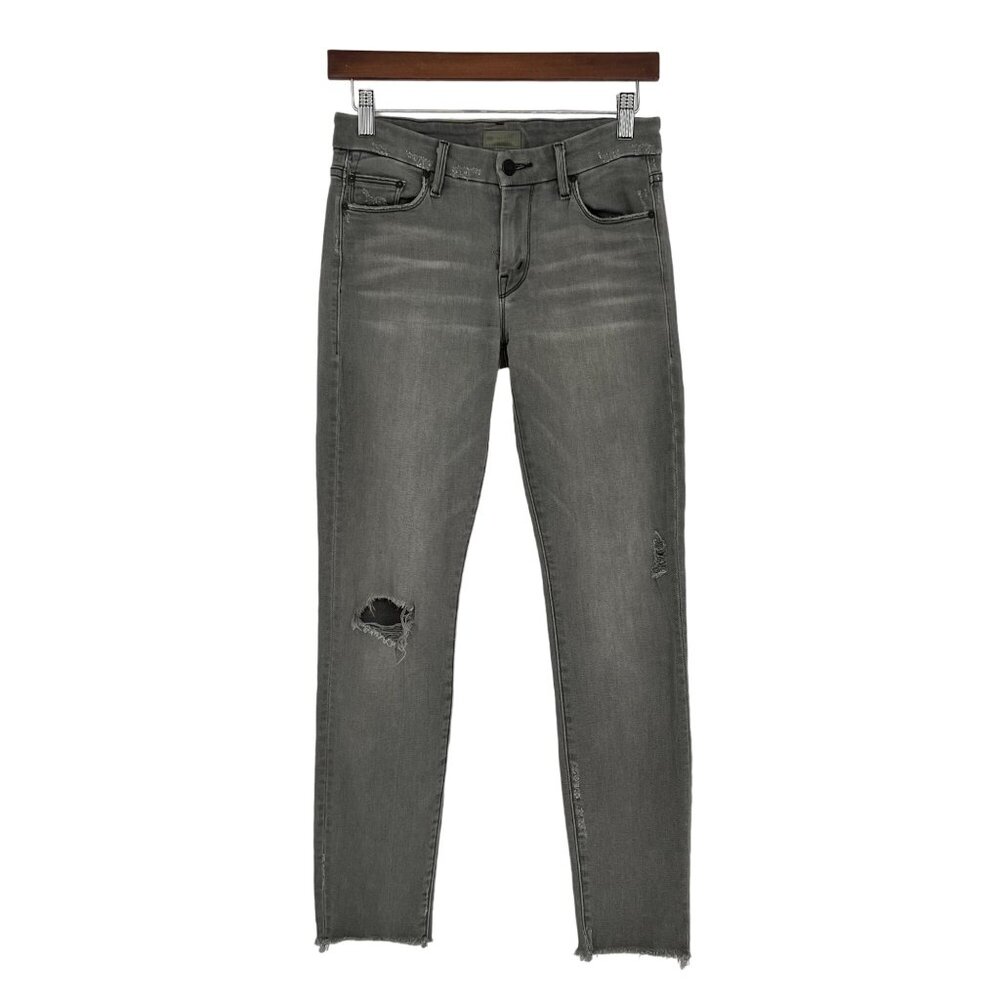 Mother Womens Looker Ankle Fray Skinny Jean Size 26 Gray Denim‎ Distressed USA